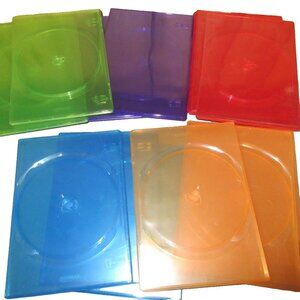 Memorex 7MM Slim 5-Color DVD Cases - 22 pack - Red Blue Purple Green Orange